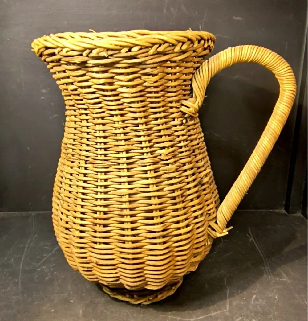 1833.  Vintage Style Woven Wicker Pitcher